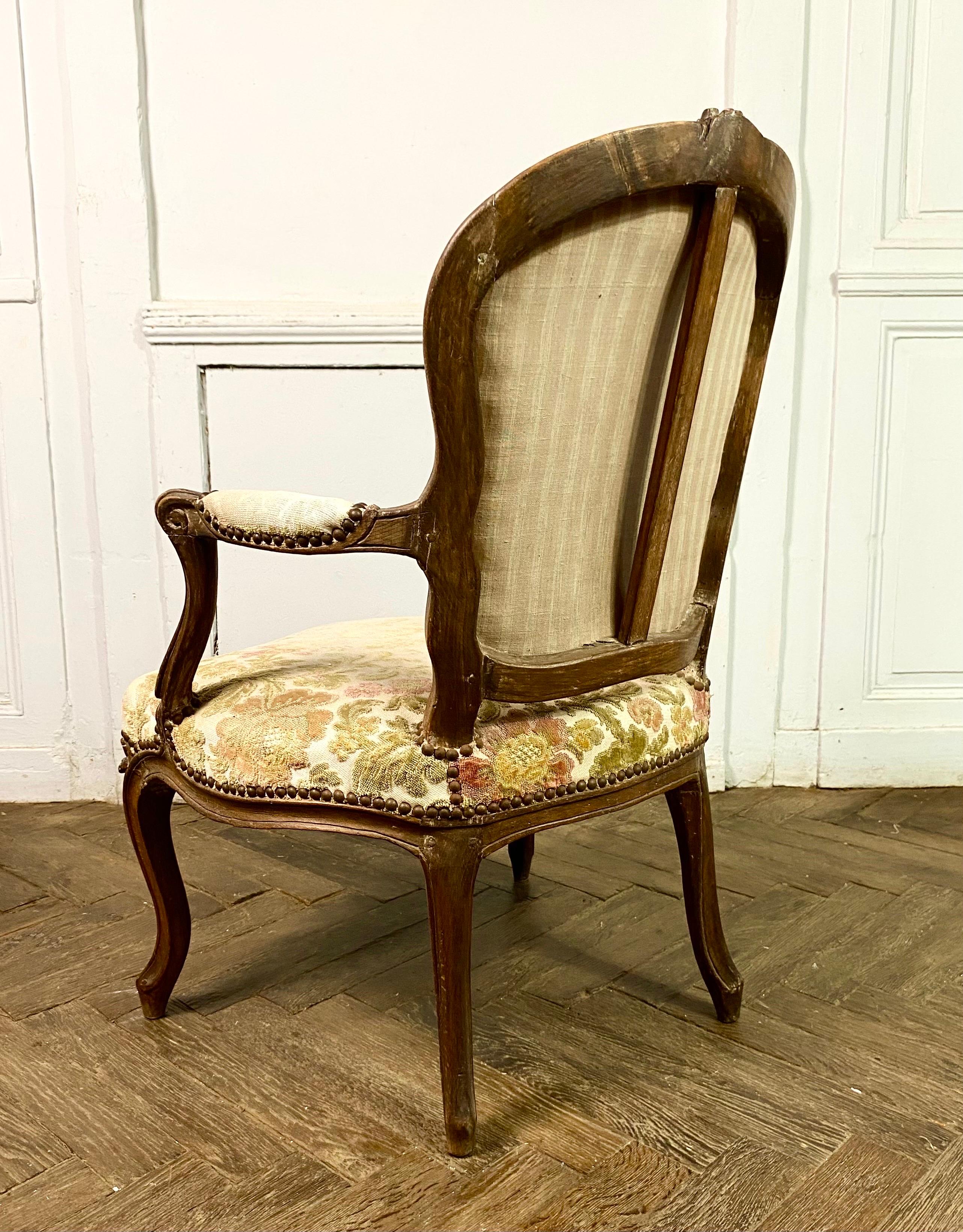 BLANCHARD - French Pair of Louis XV period Cabriolet Armchairs - Stamped - 18th For Sale 1
