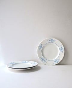 Piatti di porcellana Blanche de Chine White Blue Geisha Spode Copeland, Set di 3