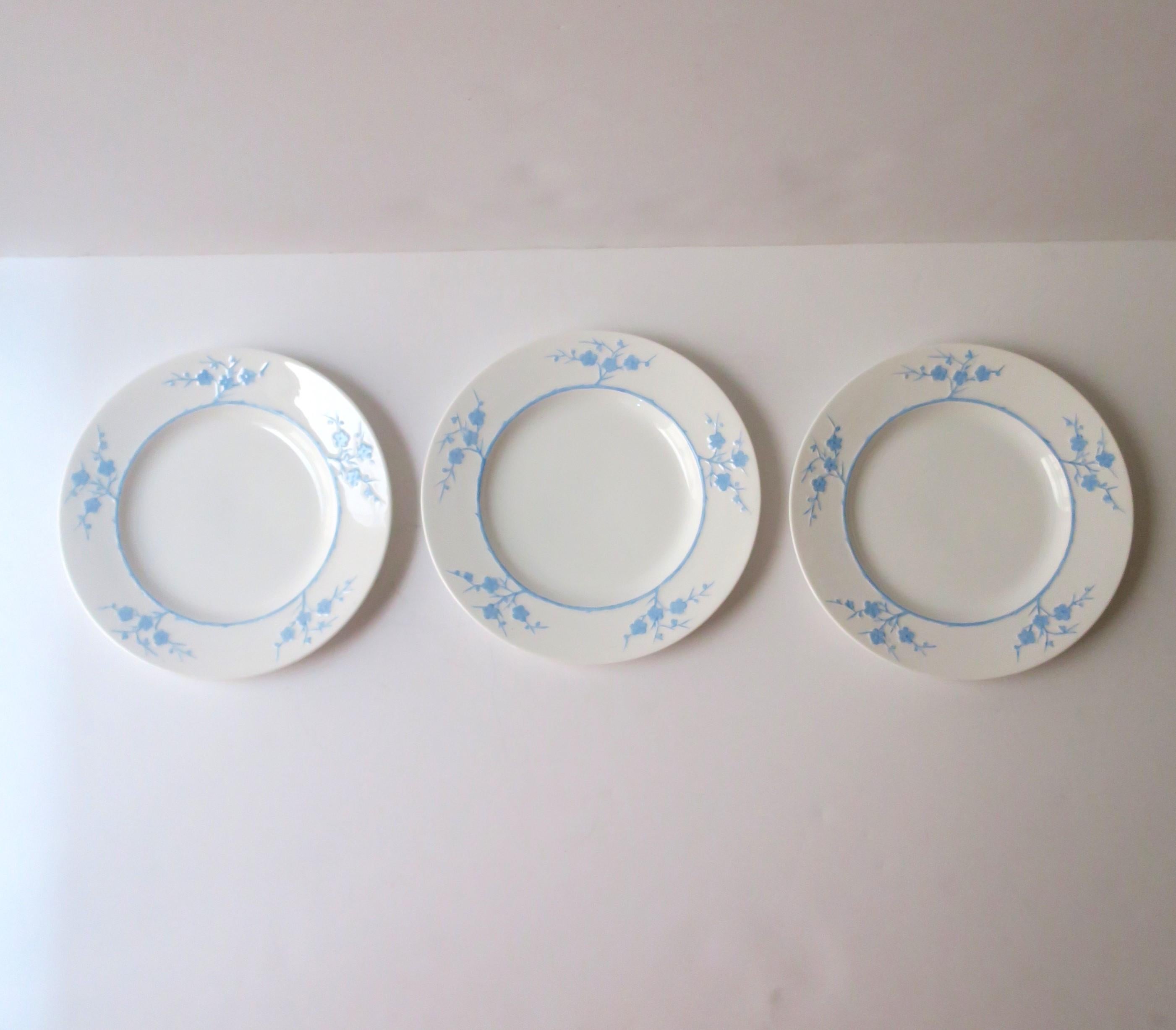 Anglais Assiettes en porcelaine Blanche de Chine Geisha blanches et bleues Spode Copelands, lot de 3