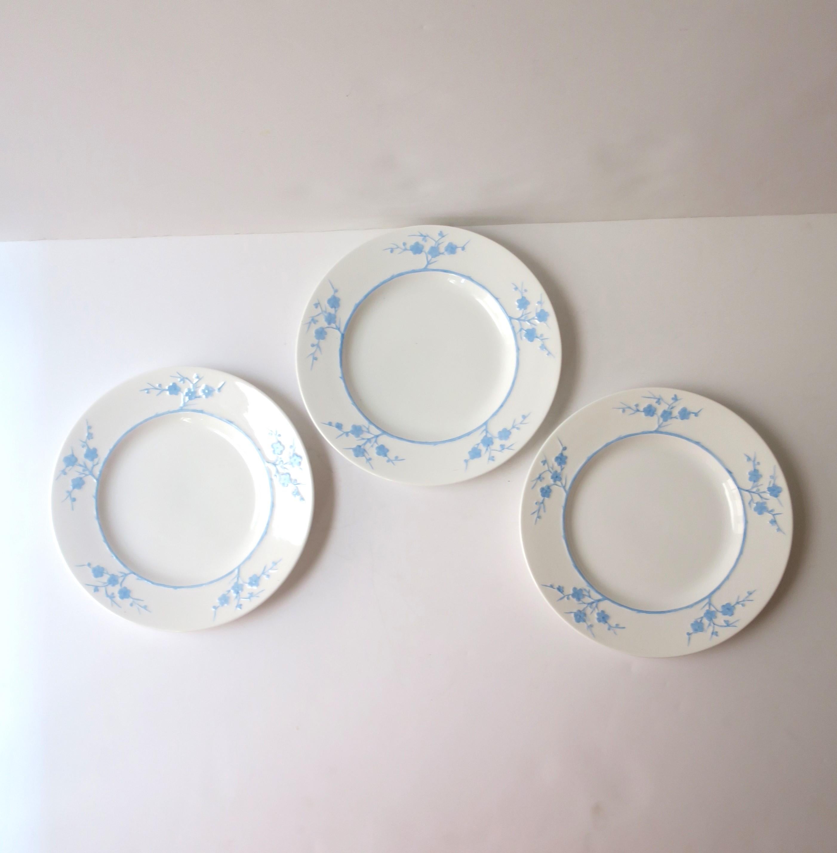 20ième siècle Assiettes en porcelaine Blanche de Chine Geisha blanches et bleues Spode Copelands, lot de 3