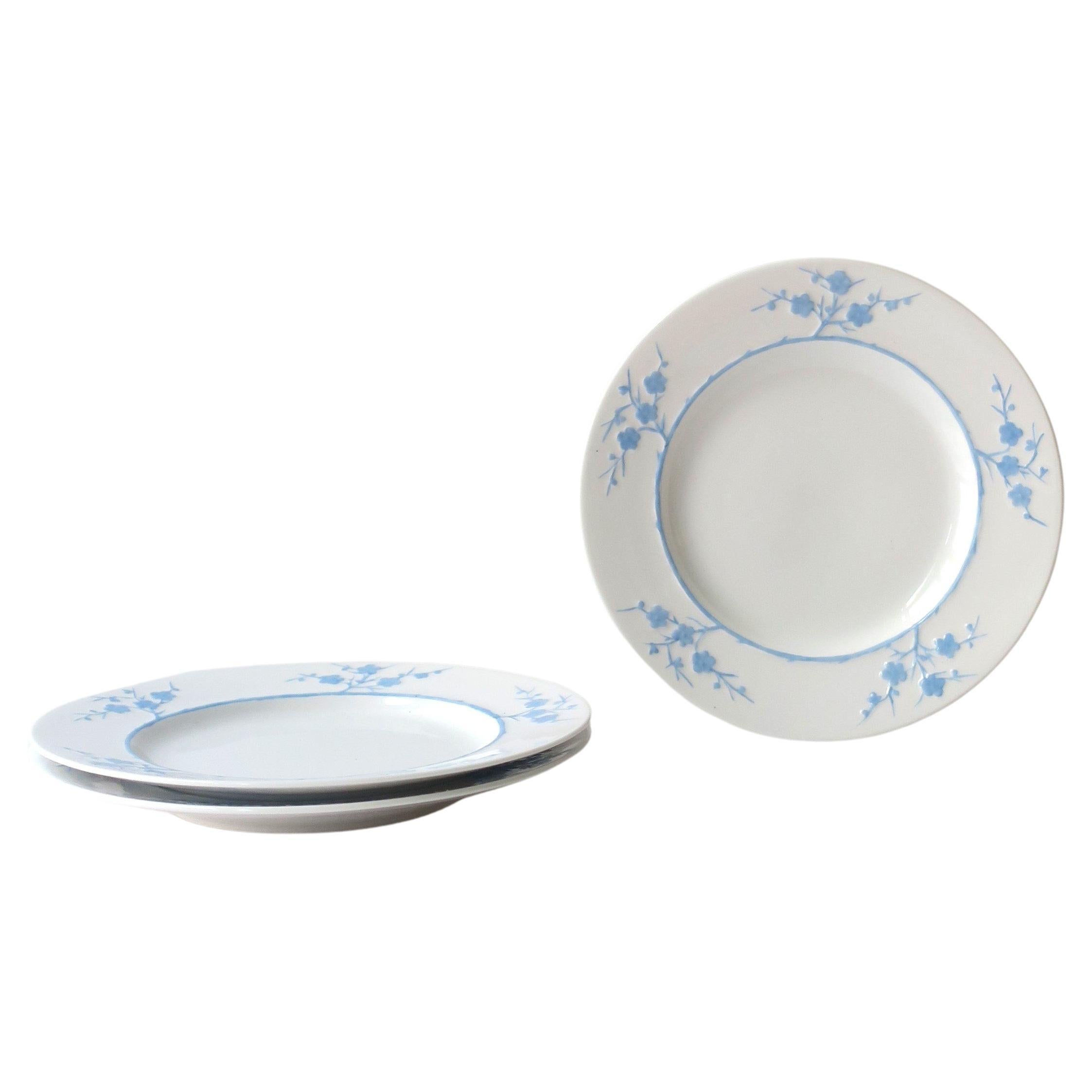 Assiettes en porcelaine Blanche de Chine Geisha blanches et bleues Spode Copelands, lot de 3