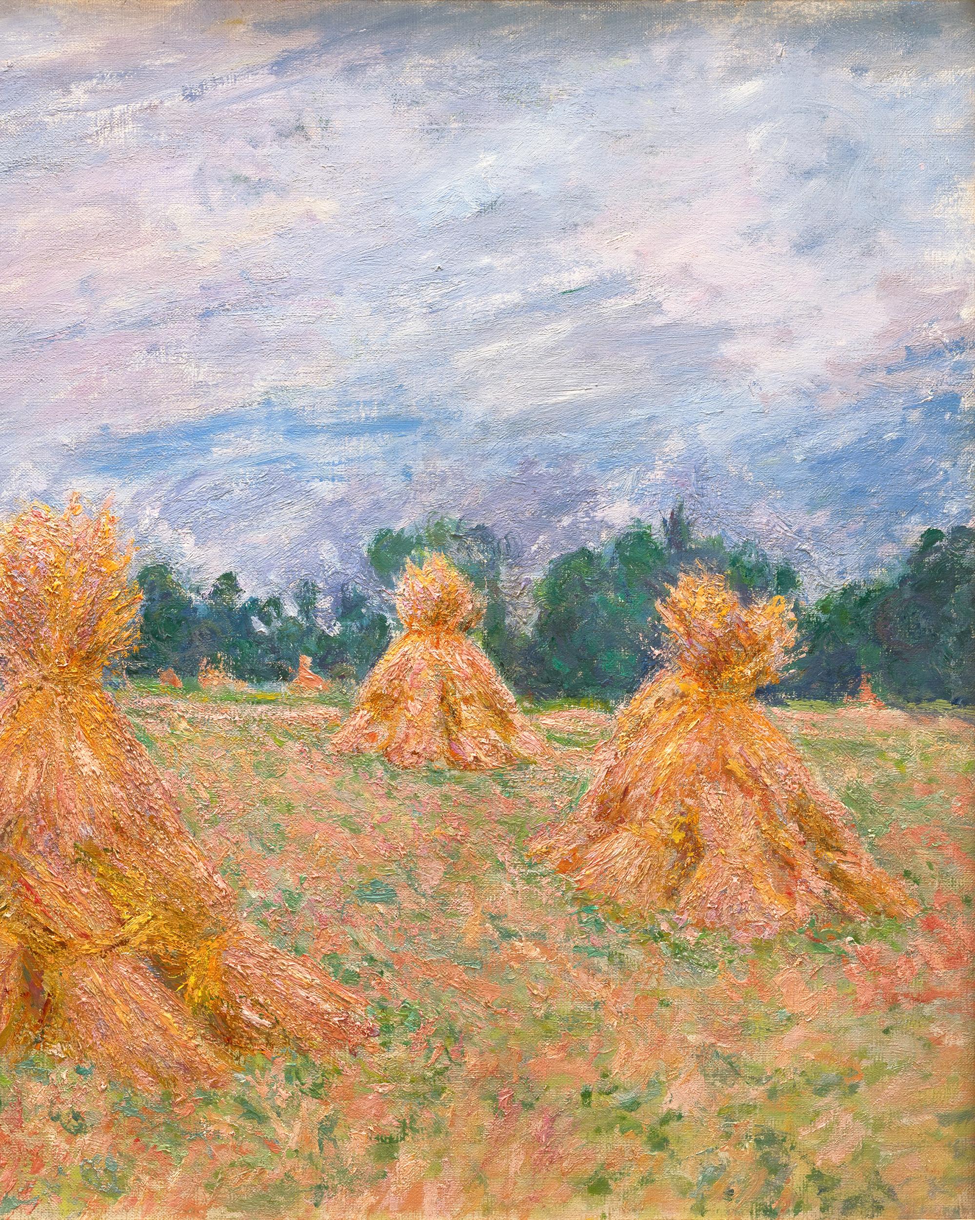 Blanche Hoschedé-Monet
1865-1947  French

La Moisson
(The Harvest)

Oil on canvas

In this exceptional oil on canvas entitled La Moisson from French artist Blanche Hoschedé-Monet, eight bales of hay dot a scenic landscape. Executed circa 1885, a