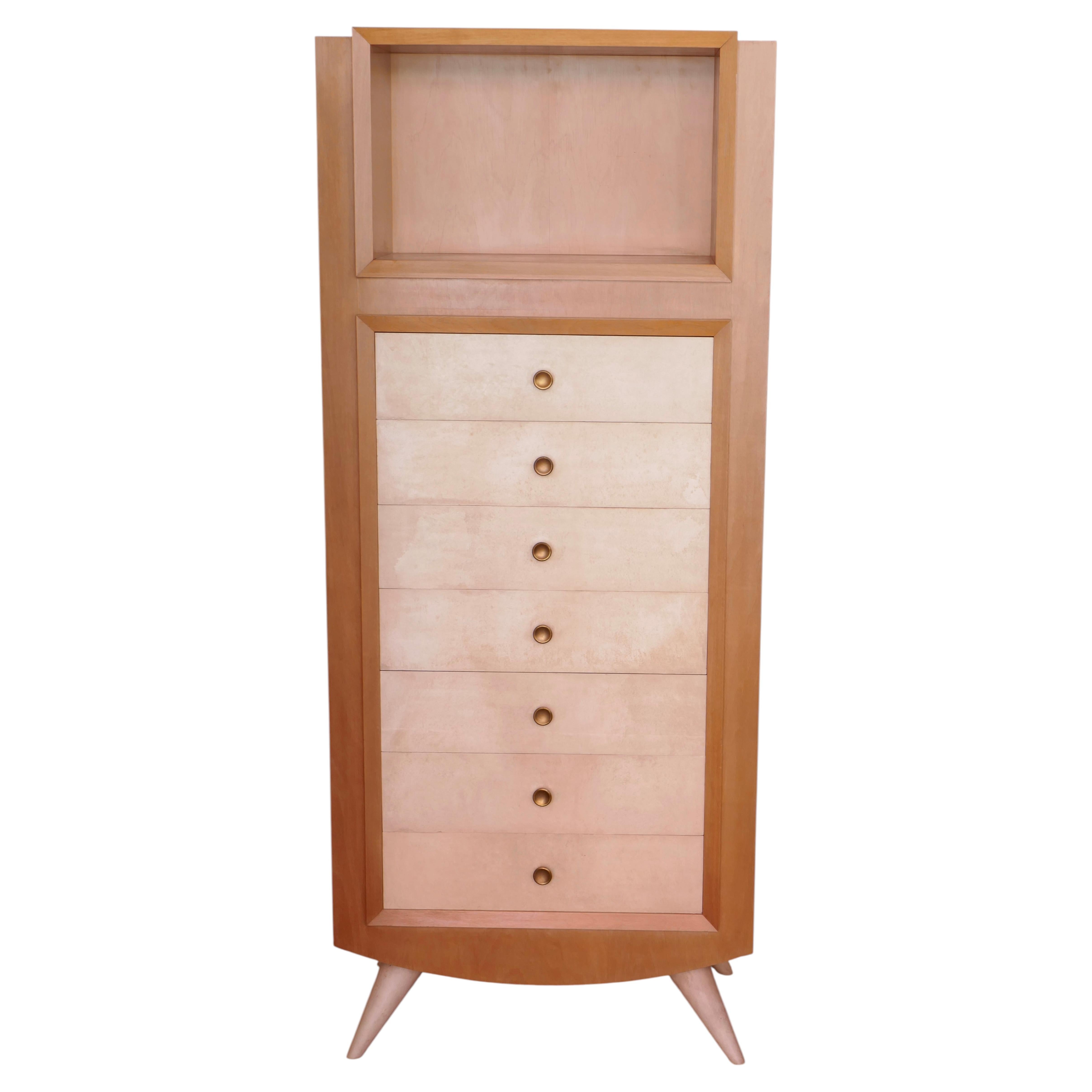 Blanche Klotz Chest of Drawers in Ash Wood and Parchment, 1930s, France