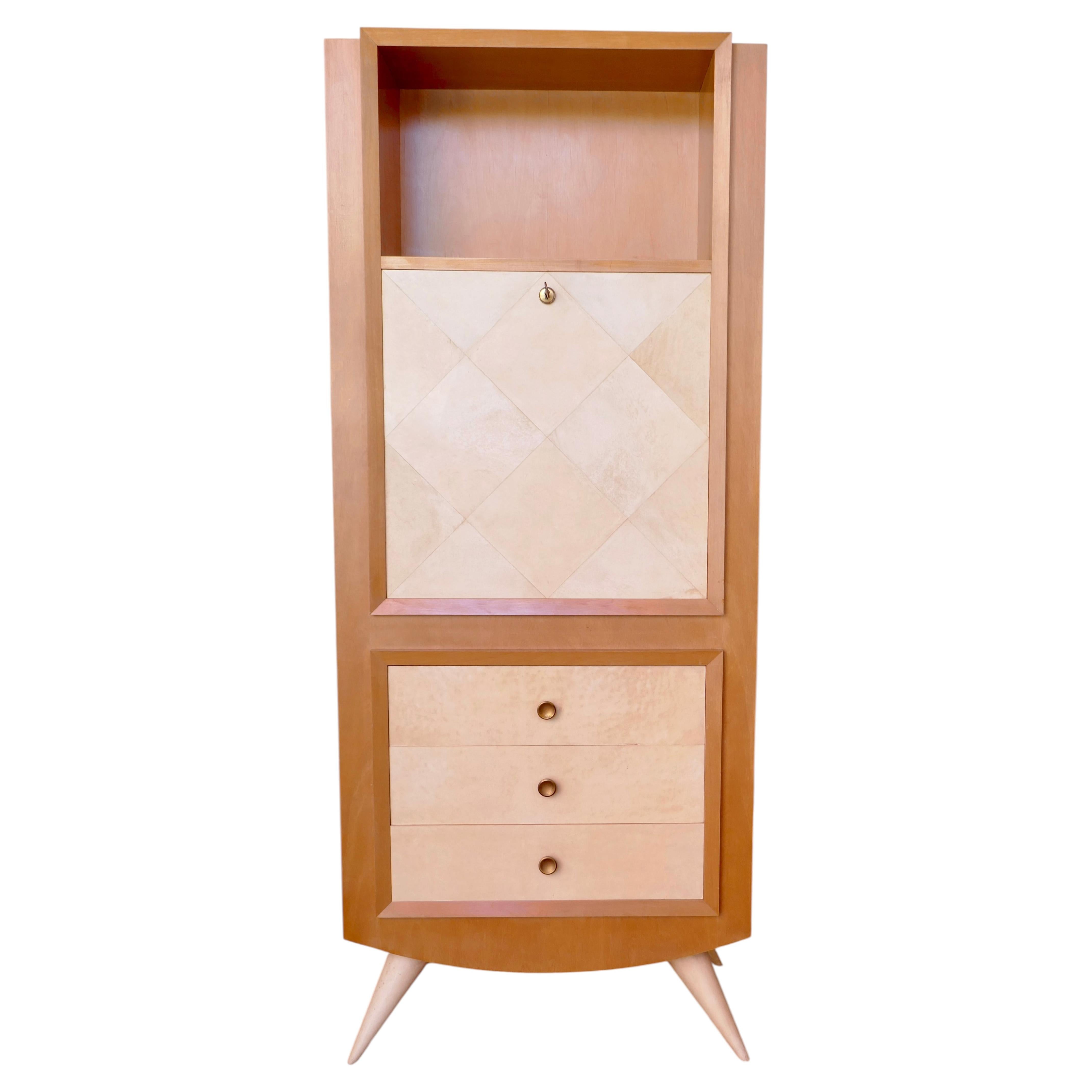 Blanche Klotz Secretary in Ash Wood and Parchment, 1930s, France For Sale