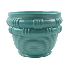 Blanche Letalle for Saint Clement Turquoise Ceramic Vase Planter