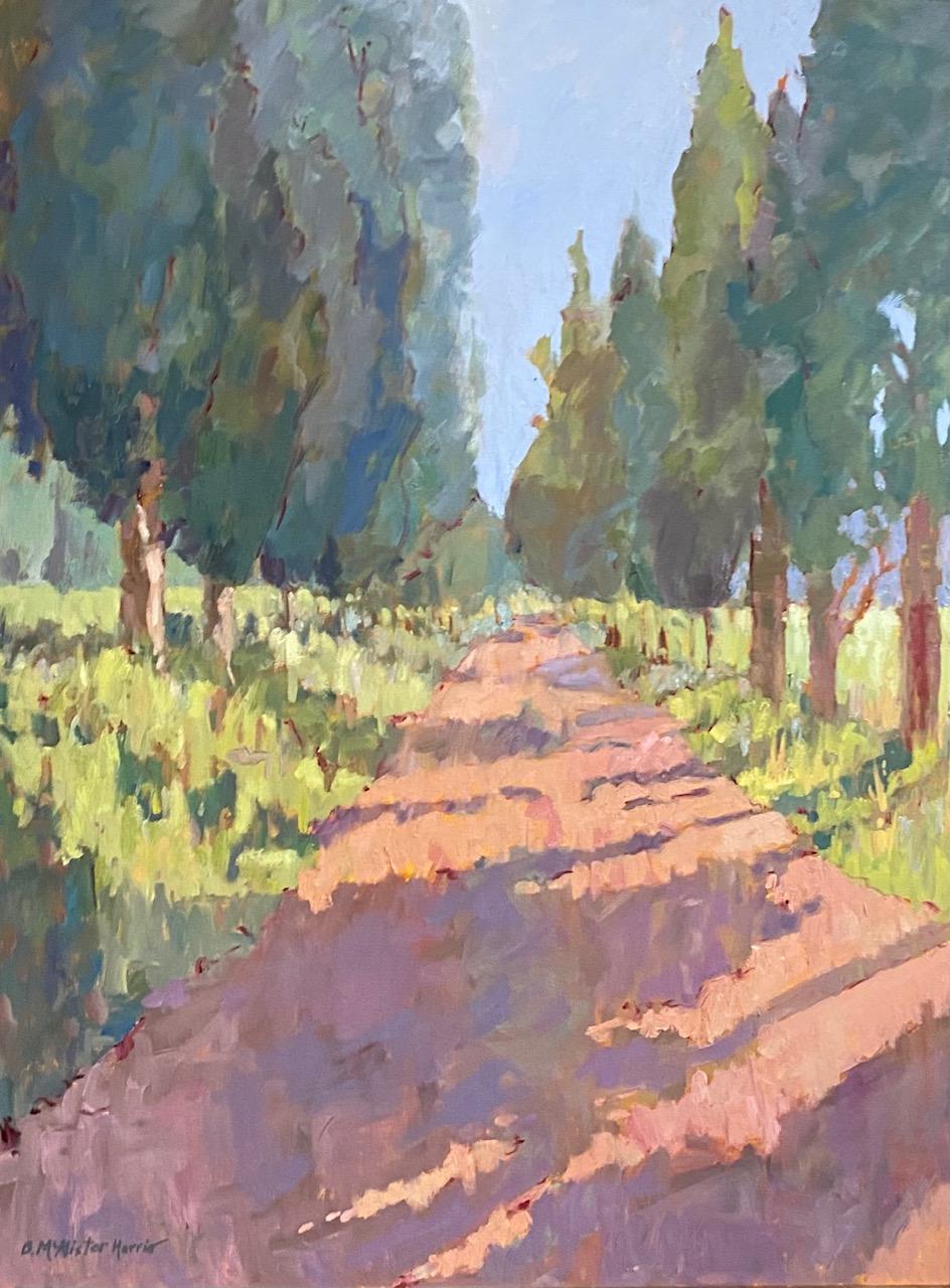 Spring Shadows, original 40x30 French Impressionist landscape - Painting by Blanche McAlister Harris
