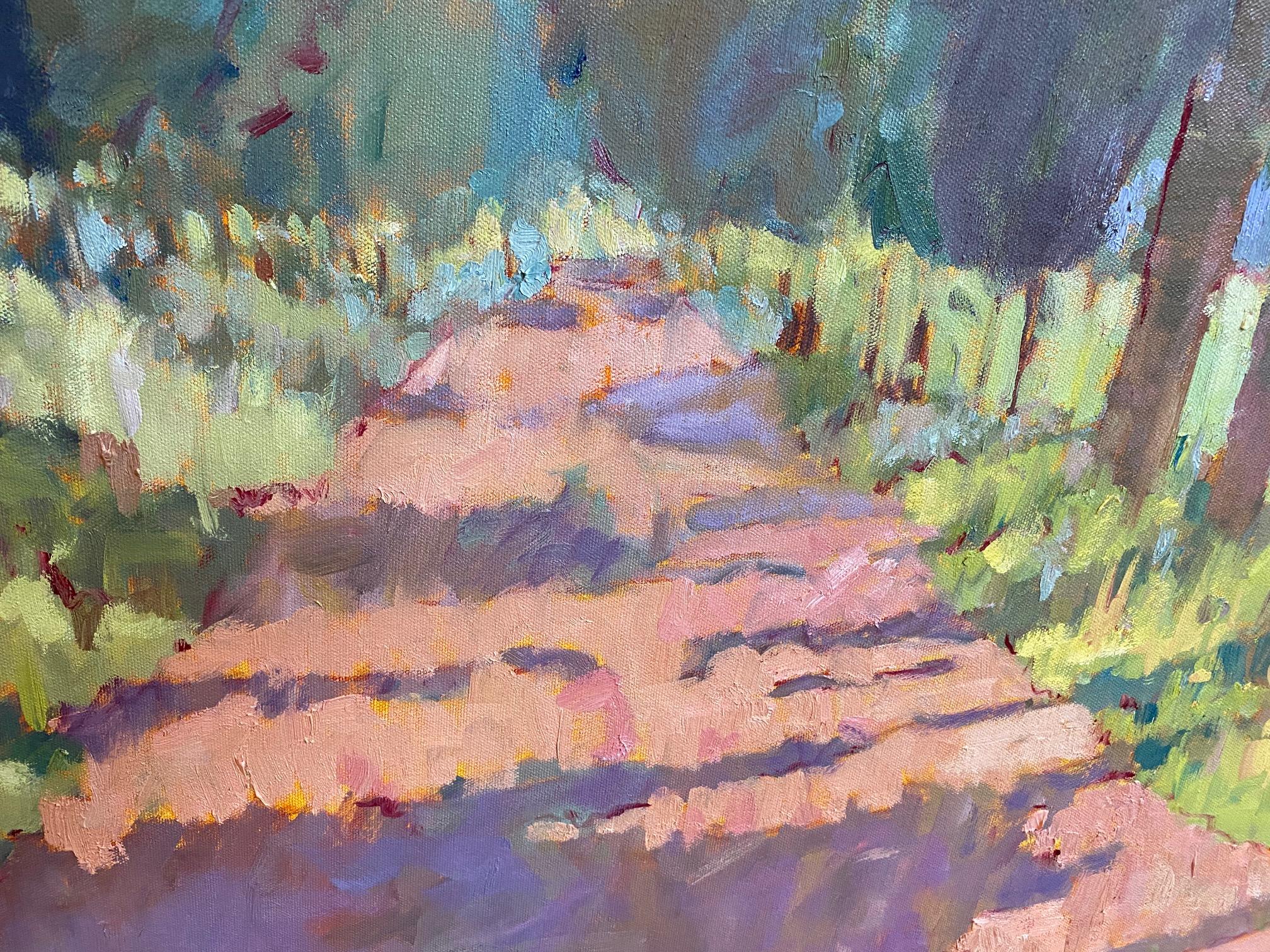 Adding dimension to a long allee of cypress trees and the spring shadows they cast is the endless quest to select the ideal path to follow.  Artist Blanche McAlister Harris sends you strolling towards the light as the trees provide both warmth and