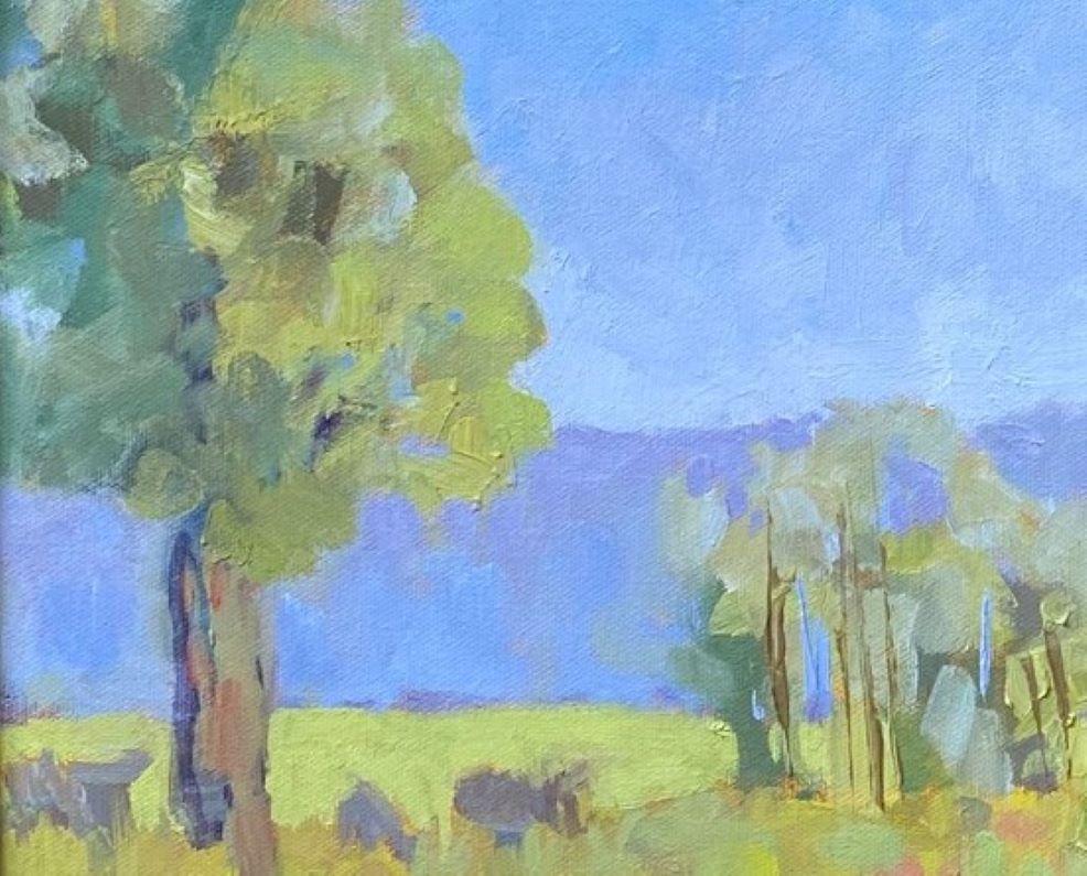 Pasture d'été, peinture à l'huile originale de paysage expressionniste contemporaine - Expressionniste Painting par Blanche McAlister Harris