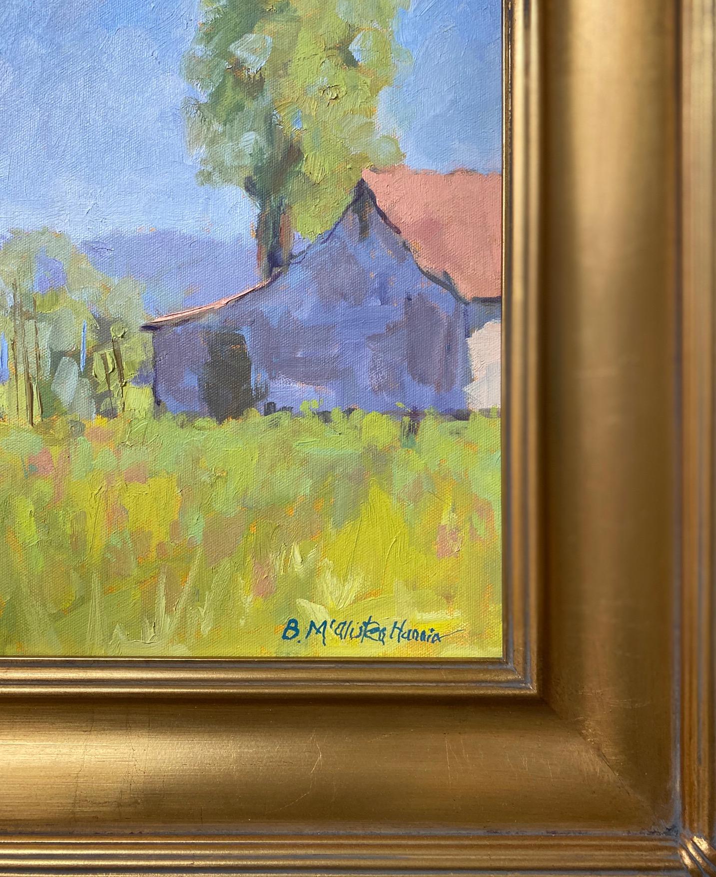 Pasture d'été, peinture à l'huile originale de paysage expressionniste contemporaine en vente 1