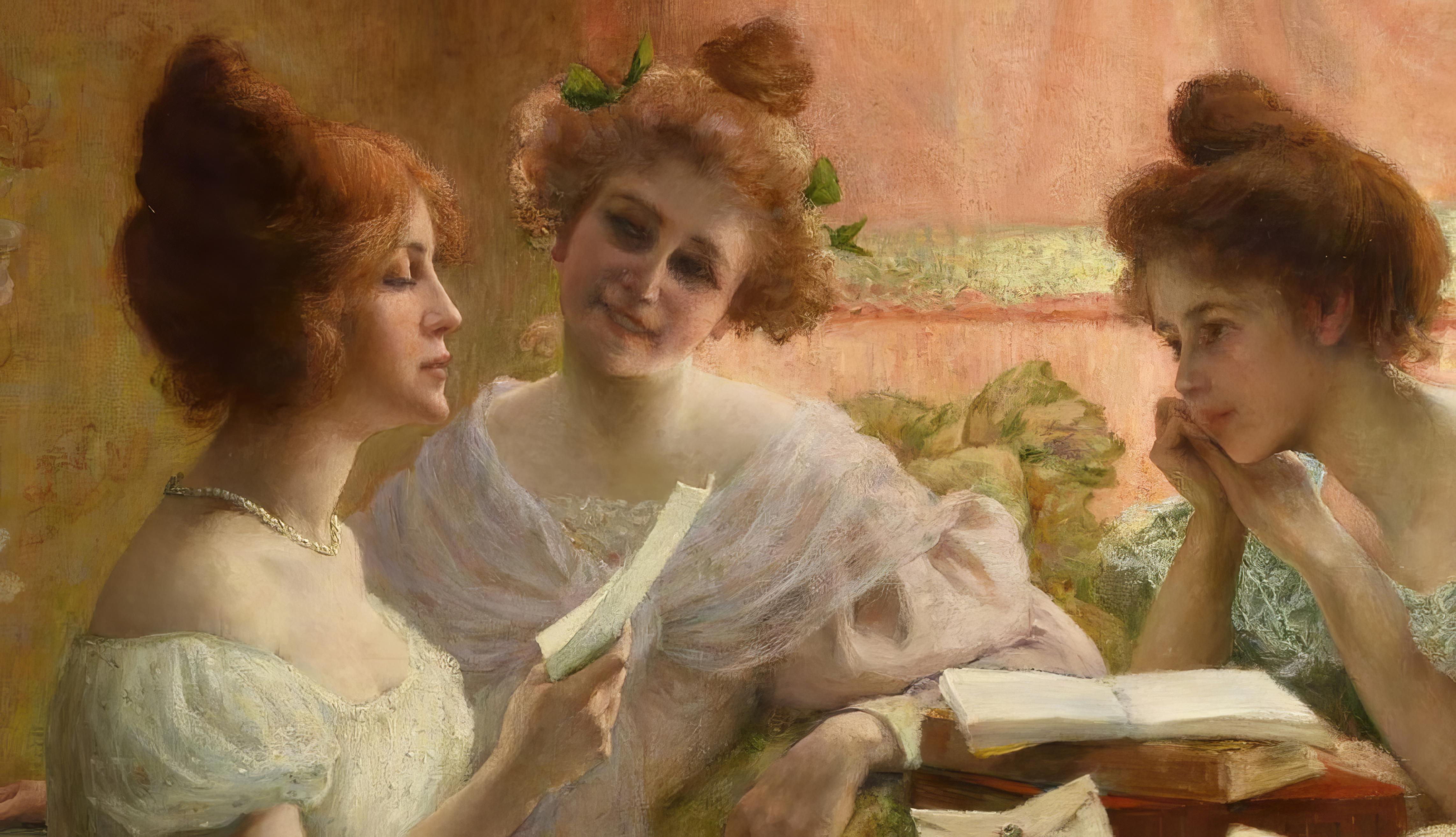 Leggere - Portrait Painting Marrone di Blanche Paymal-Amouroux