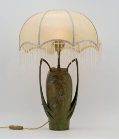 BLANCHE POCCARD DE SAINTILAU Large French Art Nouveau Orchid Table Lamp, 1902