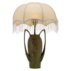 BLANCHE POCCARD DE SAINTILAU Große französische Orchideen-Tischlampe im Jugendstil, 19 BLANCHE POCCARD DE SAINTILAU Große französische Orchideen-Tischlampe im Jugendstil, 19