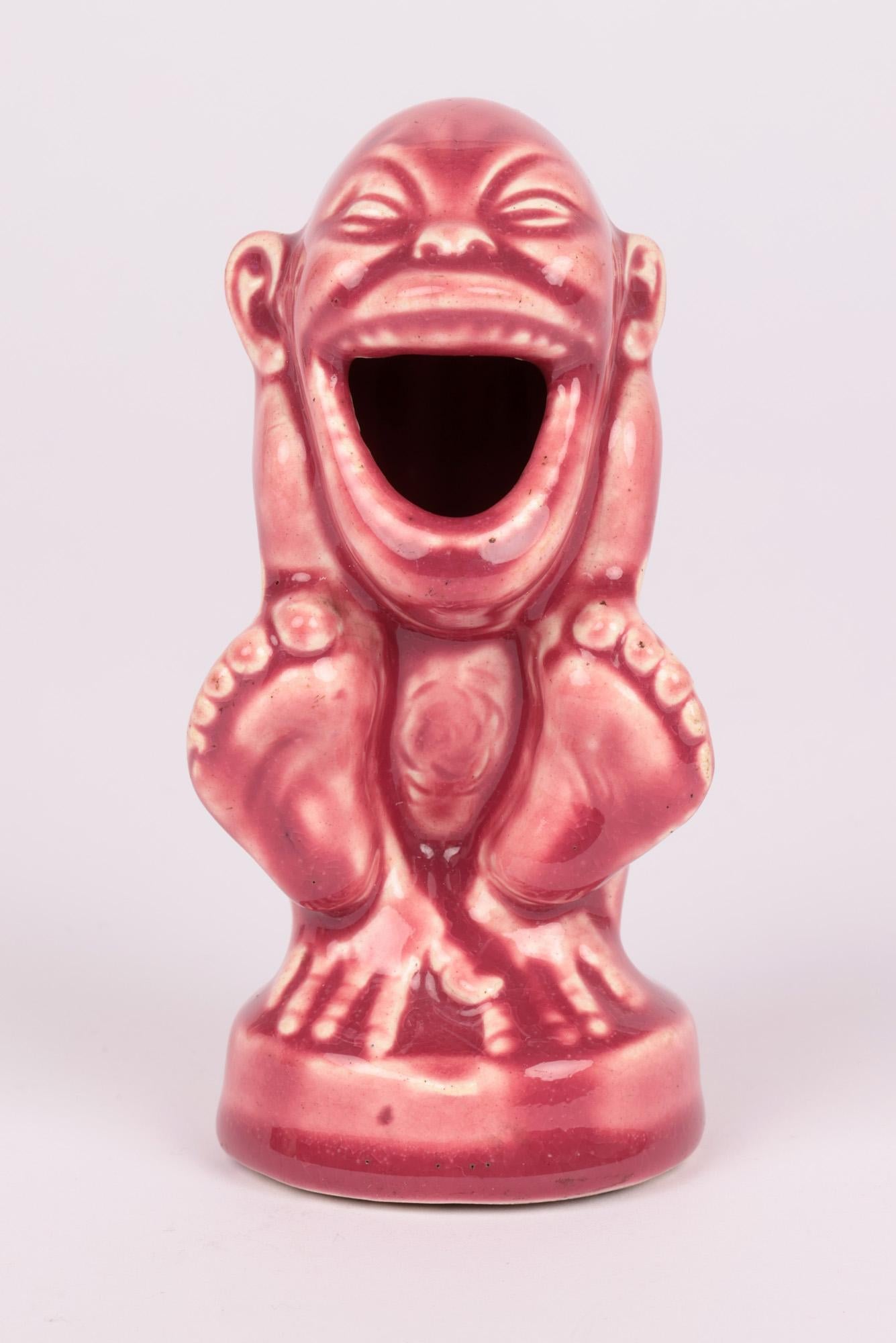 Glazed Blanche Vulliamy Attributed Grotesque Pottery Match Holder