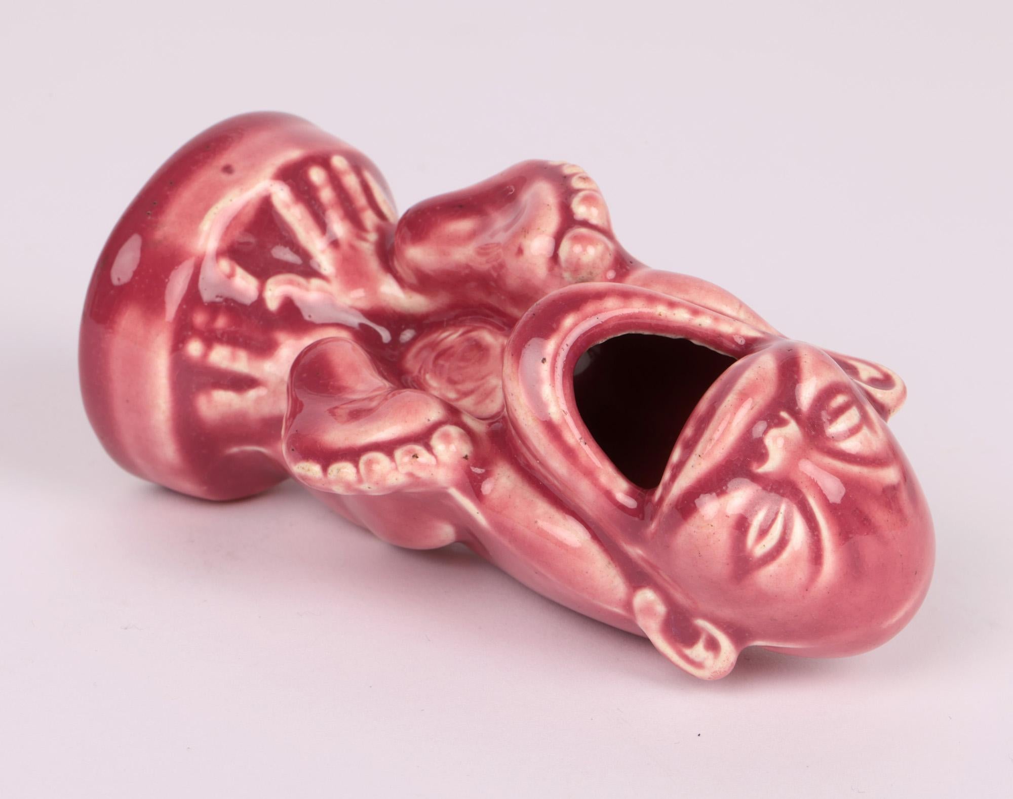 Blanche Vulliamy Attributed Grotesque Pottery Match Holder In Good Condition In Bishop's Stortford, Hertfordshire