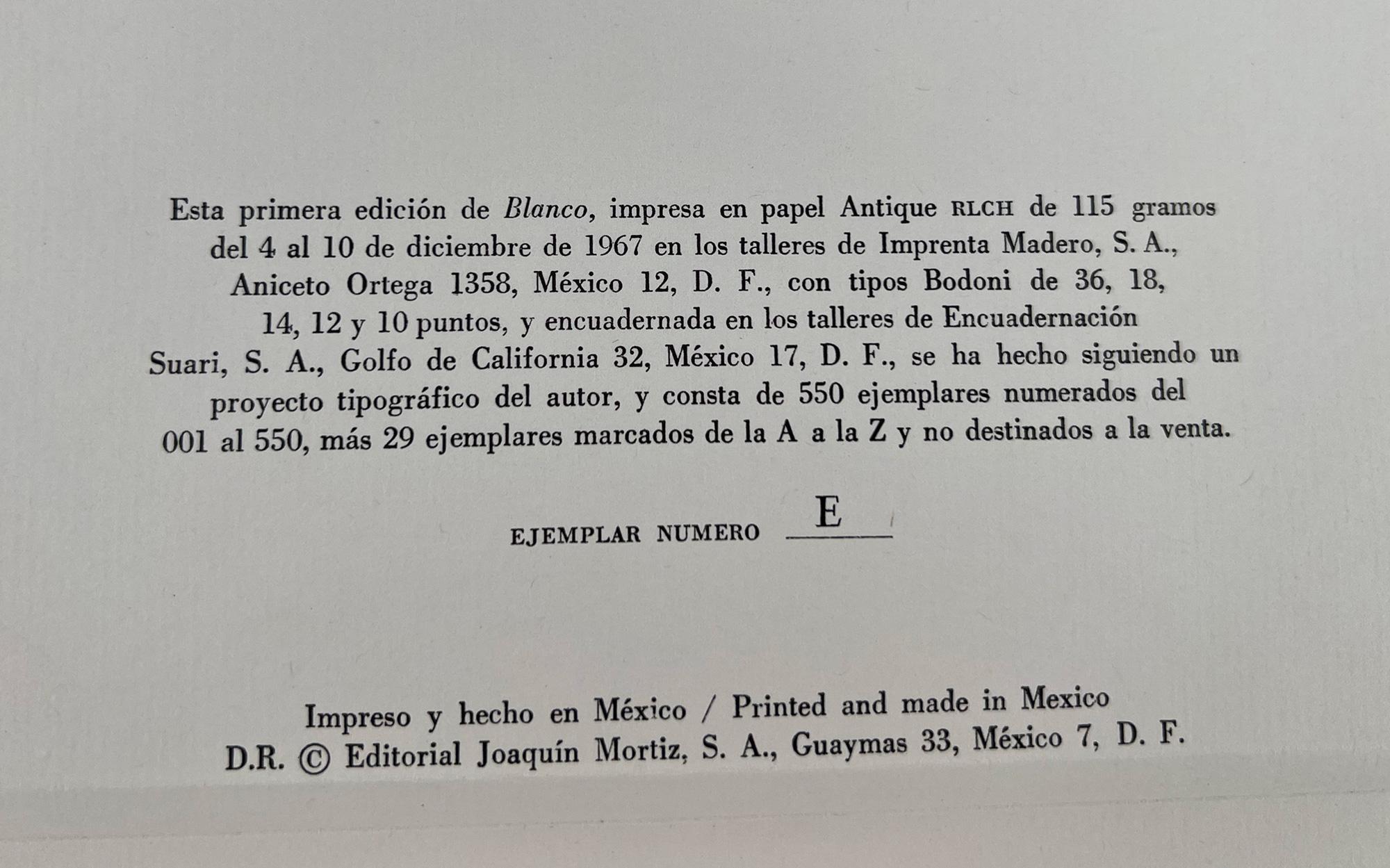 XX secolo Blanco di Octavio Paz in vendita