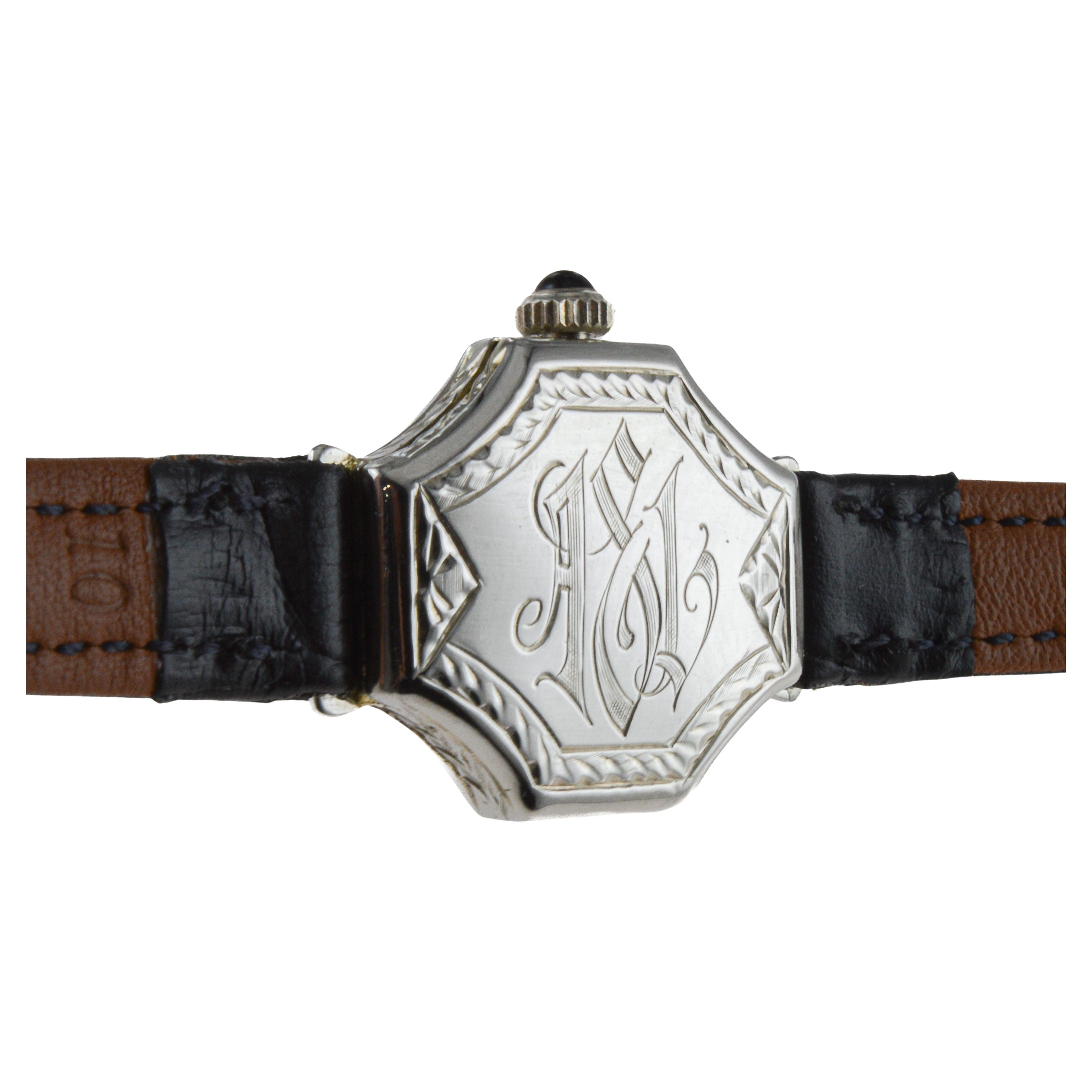 Blancpain 18Kt Massiv Weißgold Art Deco Damenuhr circa 1920's Handgravur 7