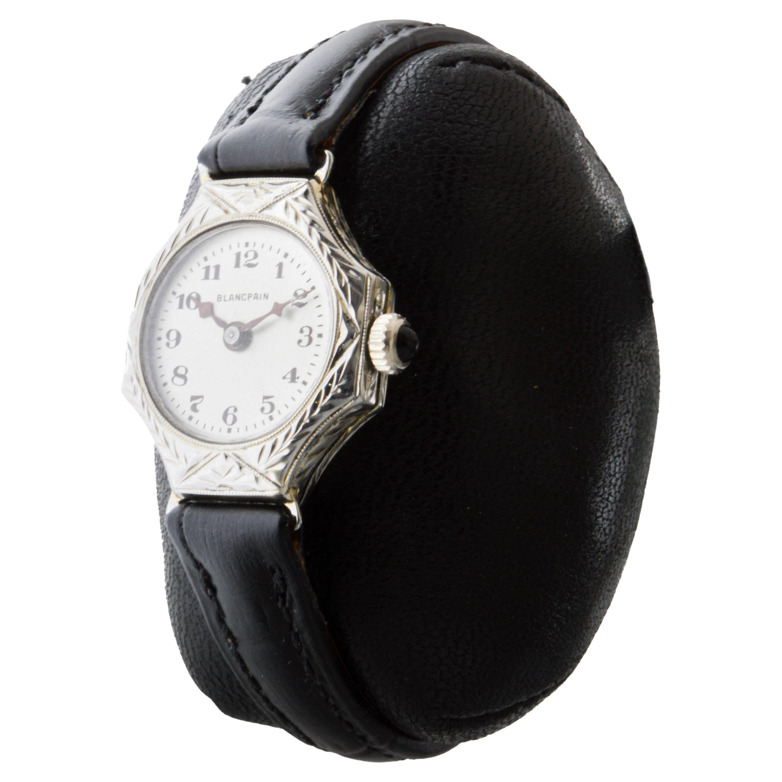 Blancpain 18Kt Massiv Weißgold Art Deco Damenuhr circa 1920's Handgravur 2