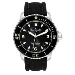 Blancpain Fifty Fathoms Automatic Steel Black Dial Mens Watch 5015 Box Card