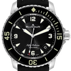 Blancpain Fifty Fathoms Automatic Steel Black Dial Mens Watch 5015 Box Card