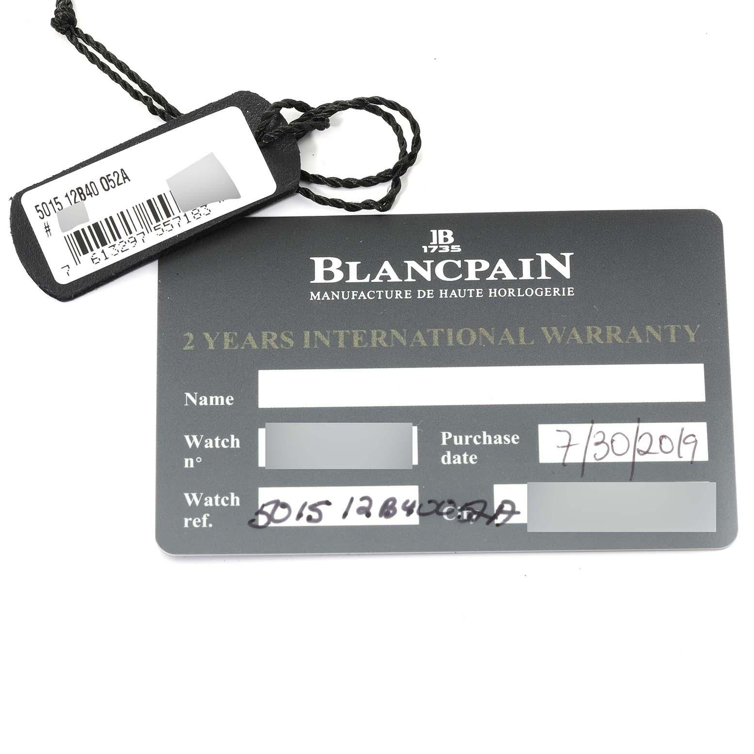 Blancpain Fifty Fathoms Automatic Titanium Blue Dial Mens Watch 5015 Box Card For Sale 4