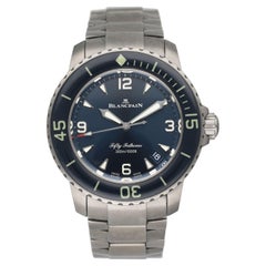Blancpain Fifty Fathoms Automatique 5015 12B40 98B Blue Dial Titanium Mens Watch