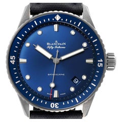 Blancpain Fifty Fathoms Bathyscaphe Ceramic Blue Dial Mens Watch 5000 Box Card