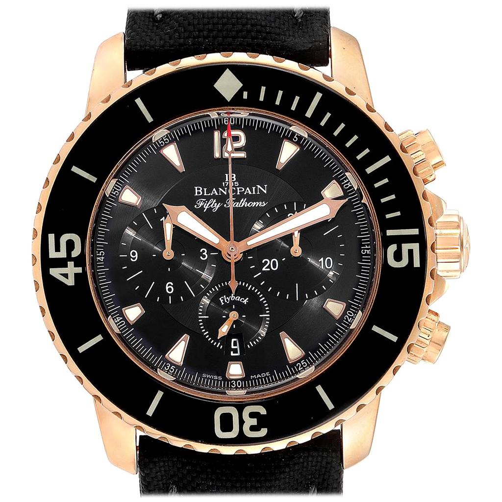 Blancpain Fifty Fathoms Flyback Rose Gold Chronograph Men's Watch 5085F