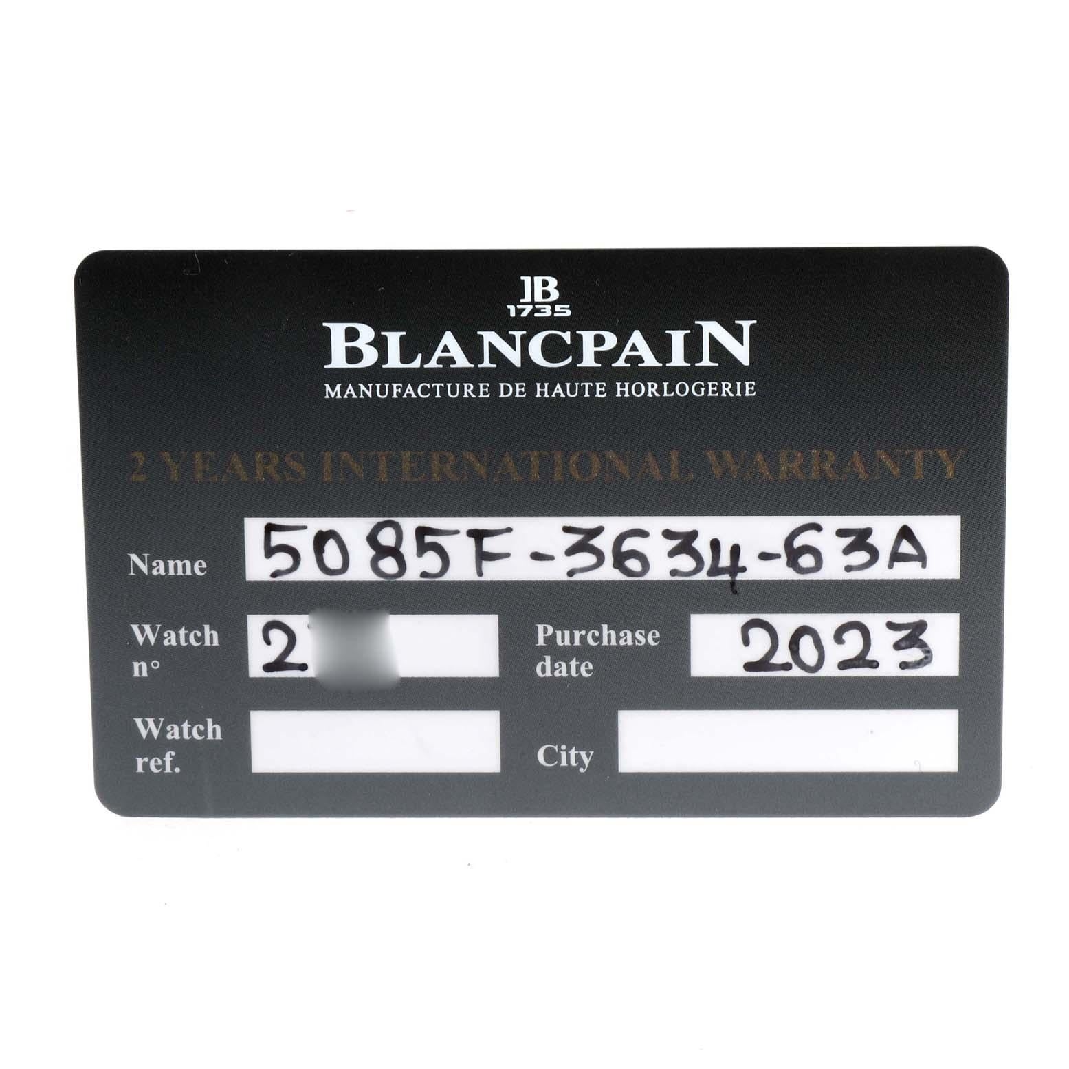 Blancpain Fifty Fathoms Flyback Rose Gold Grey Dial Mens Watch 5085F Box Card For Sale 5