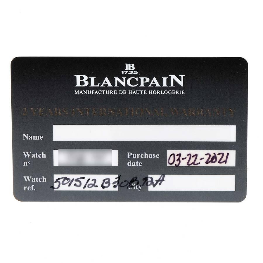 Blancpain Fifty Fathoms Titanium Black Dial Mens Watch 5015 Box Card For Sale 6