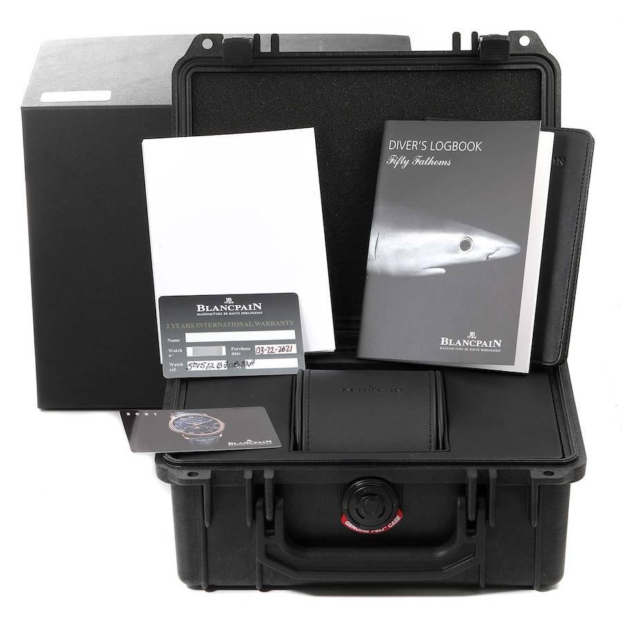 Blancpain Fifty Fathoms Titanium Black Dial Mens Watch 5015 Box Card For Sale 8