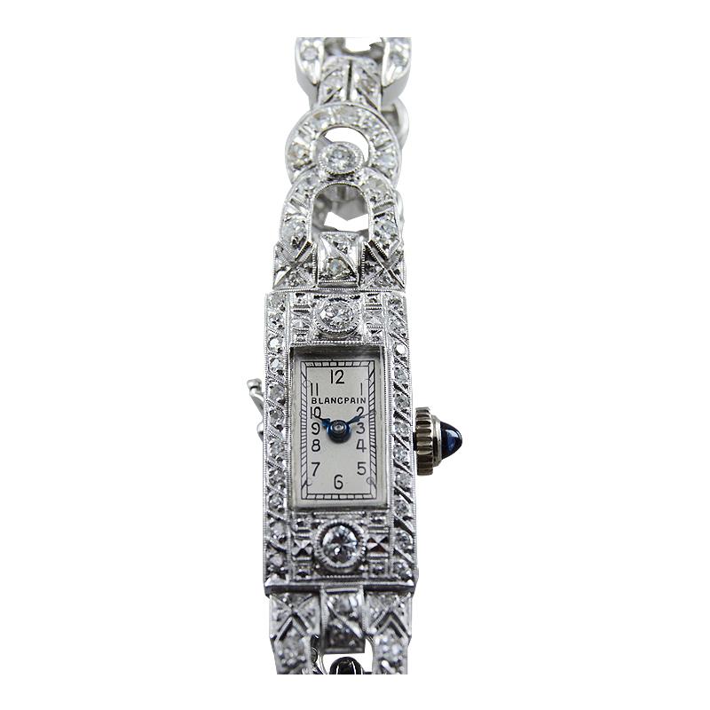 Art Deco Blancpain Platinum and 18 Karat Diamond Dress Watch, circa 1930s-1940s