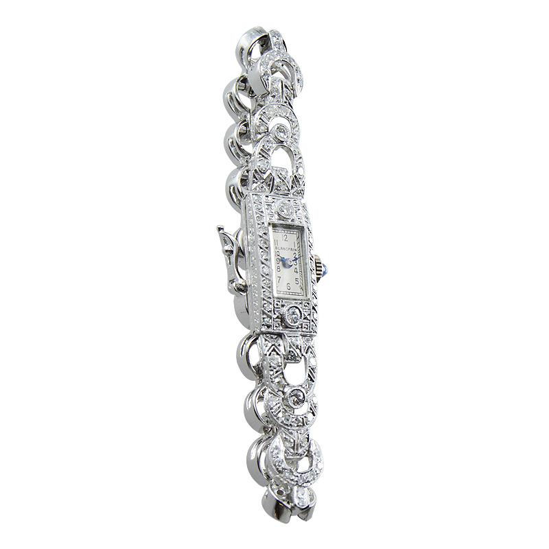 Blancpain Platinum and 18 Karat Diamond Dress Watch, circa 1930s-1940s In Excellent Condition In Long Beach, CA