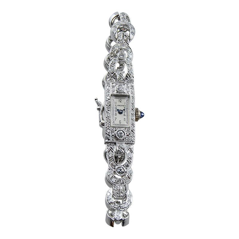 Women's or Men's Blancpain Platinum and 18 Karat Diamond Dress Watch, circa 1930s-1940s