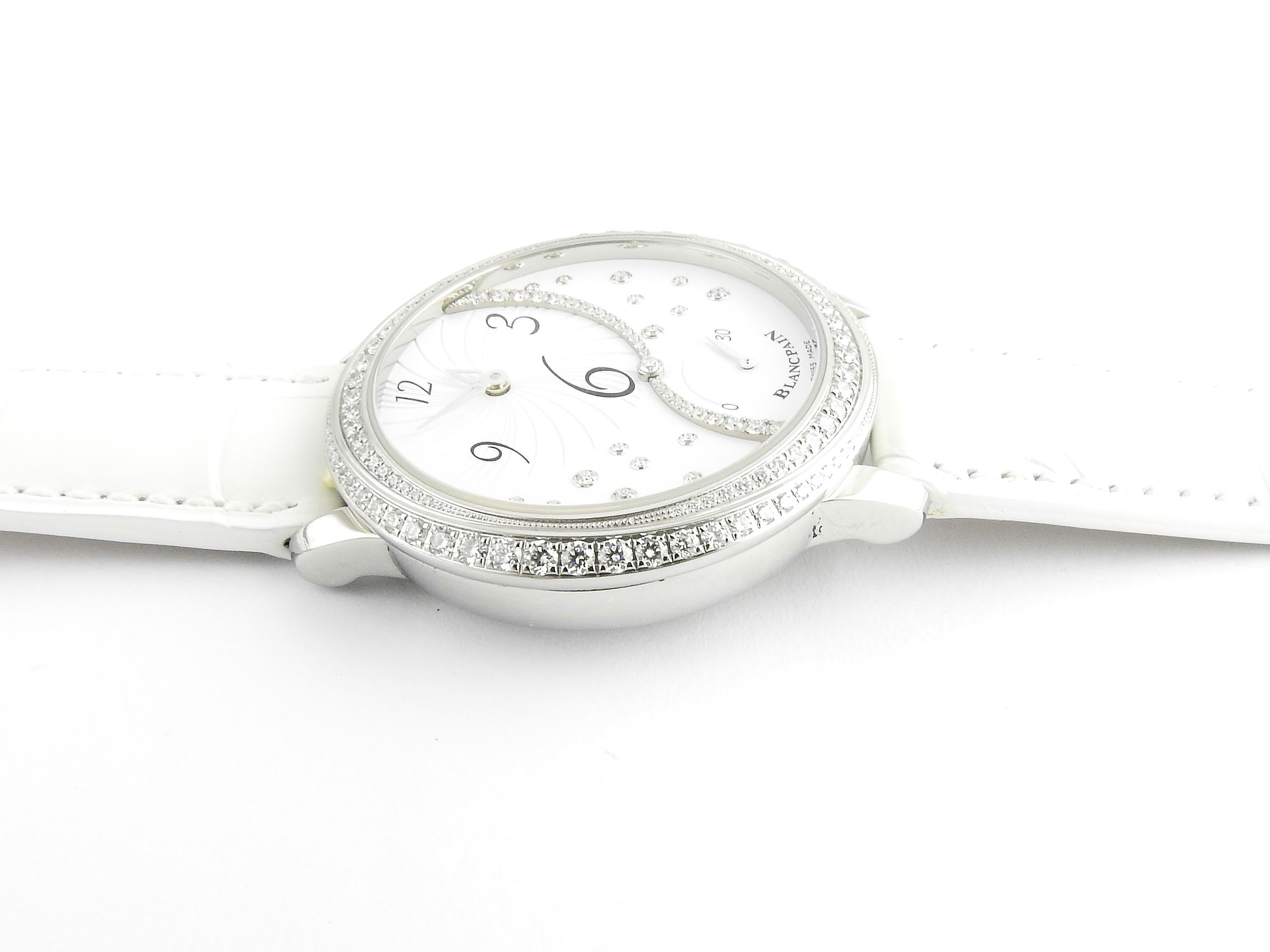 Blancpain Heure Decentree Diamond Stainless Ladies Watch White Dial Automatic In Good Condition In Washington Depot, CT