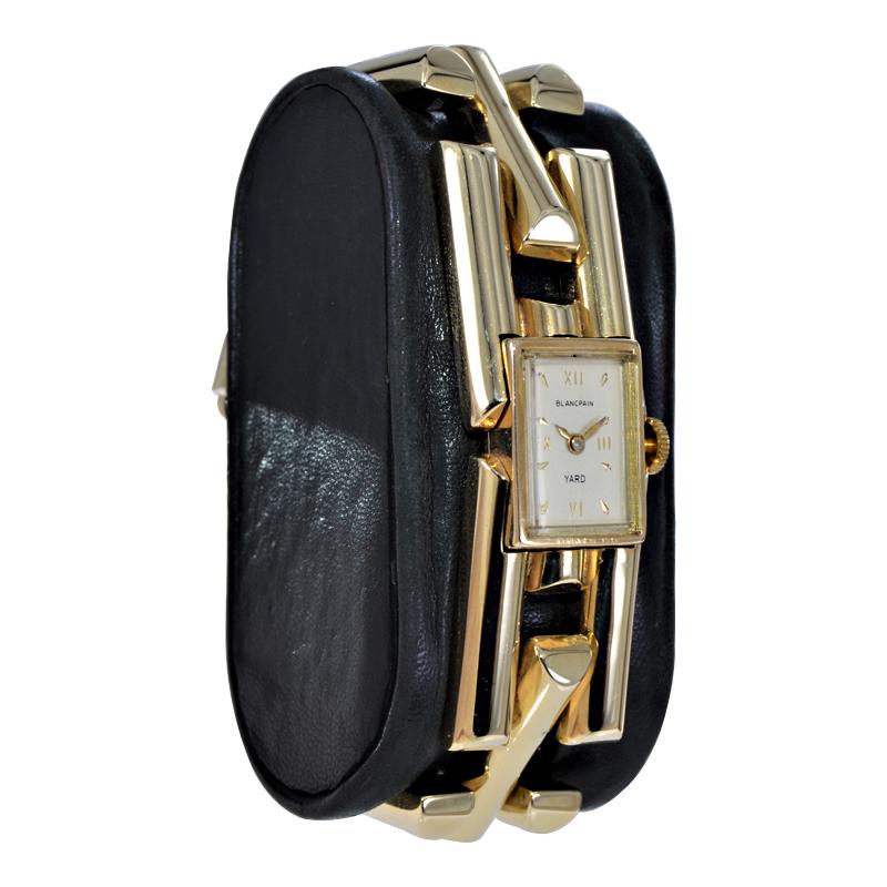 Blancpain Damenarmbanduhr aus 14 Karat massivem Gelbgold im Art-déco-Stil, 1950er Jahre (Art déco) im Angebot