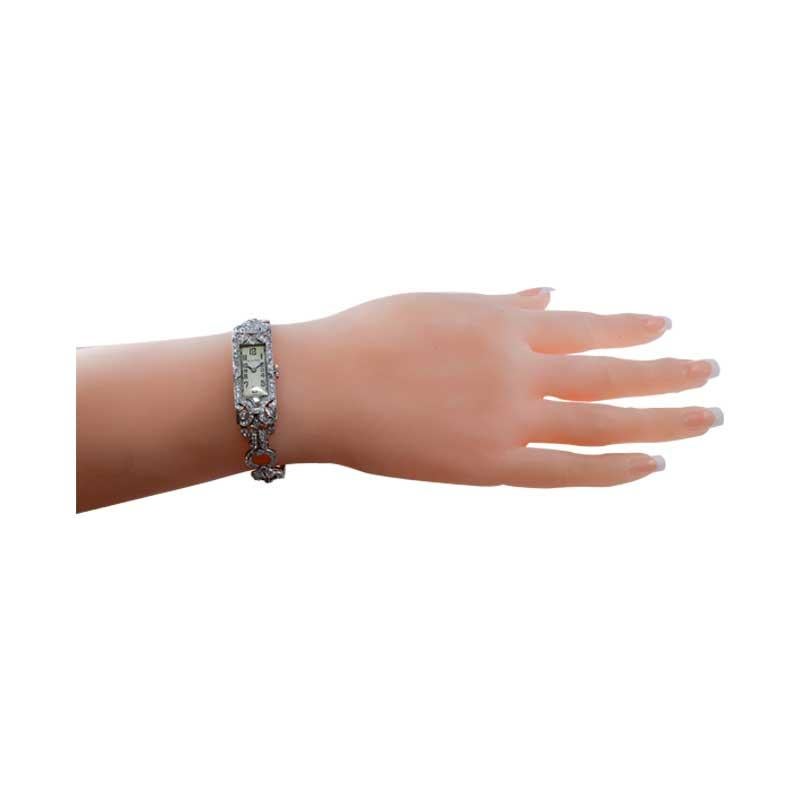 Blancpain Ladies 18K WG Diamond Bracelet Dress Wristwatch, circa 1940s For Sale 4