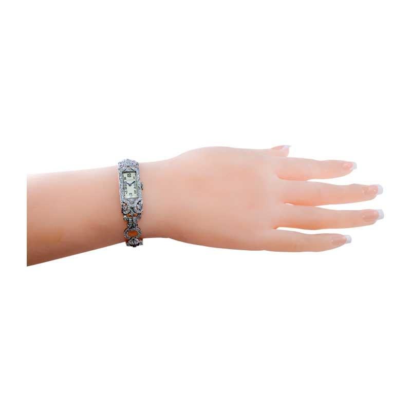 Blancpain Ladies 18K WG Diamond Bracelet Dress Wristwatch, circa 1940s For Sale 5