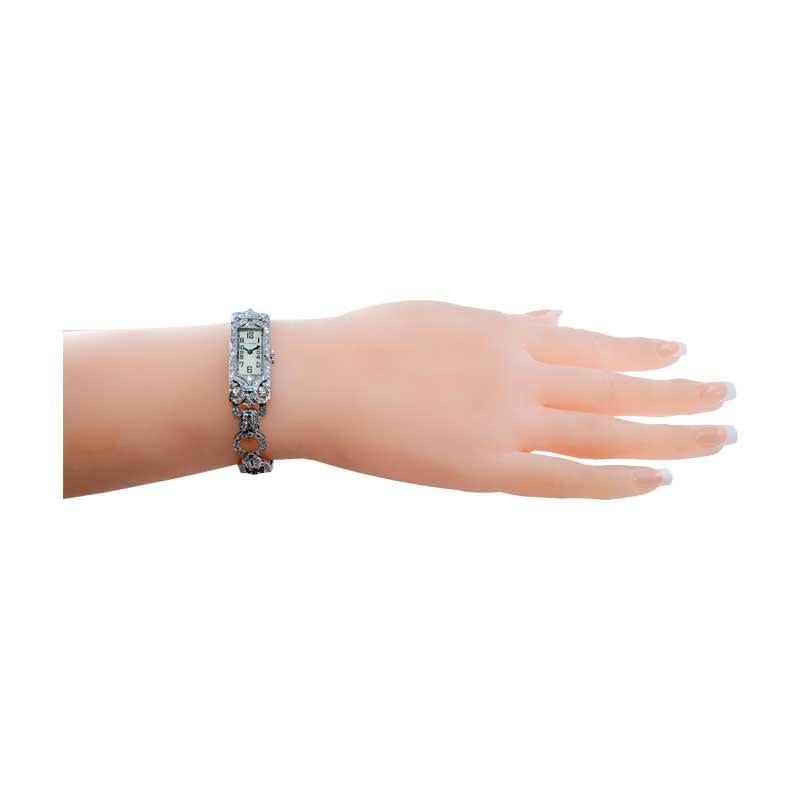 Blancpain Ladies 18K WG Diamond Bracelet Dress Wristwatch, circa 1940s For Sale 6