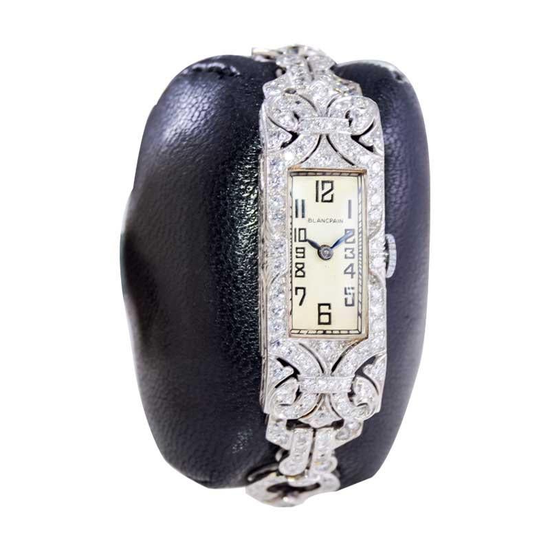Blancpain Damen 18K WG Diamond Bracelet Dress Armbanduhr, circa 1940er Jahre (Art déco) im Angebot