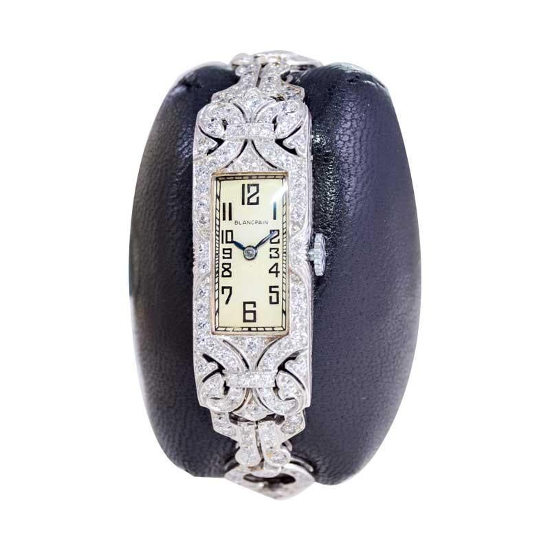 Blancpain Damen 18K WG Diamond Bracelet Dress Armbanduhr, circa 1940er Jahre im Zustand „Hervorragend“ im Angebot in Long Beach, CA