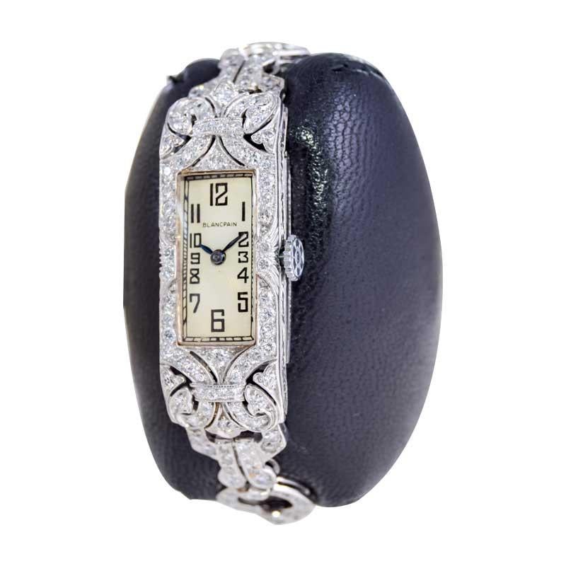 Blancpain Damen 18K WG Diamond Bracelet Dress Armbanduhr, circa 1940er Jahre im Angebot 1