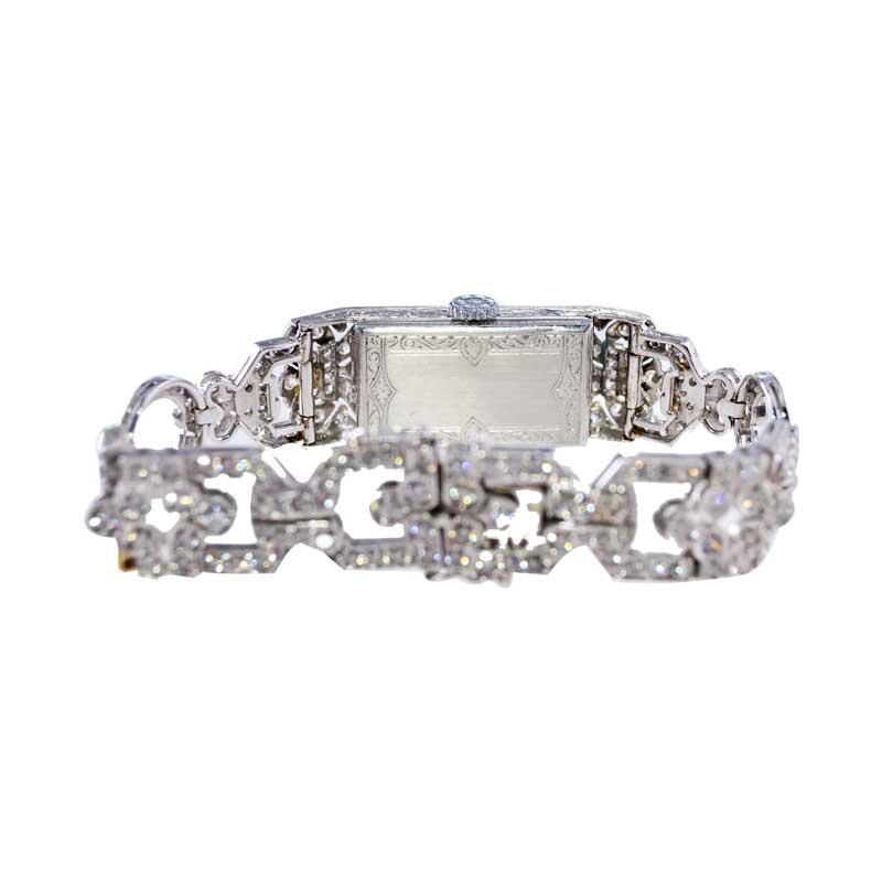 Blancpain Damen 18K WG Diamond Bracelet Dress Armbanduhr, circa 1940er Jahre im Angebot 4