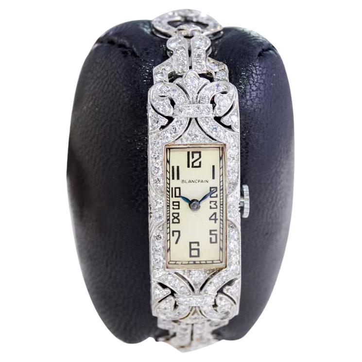 Blancpain Damen 18K WG Diamond Bracelet Dress Armbanduhr, circa 1940er Jahre im Angebot