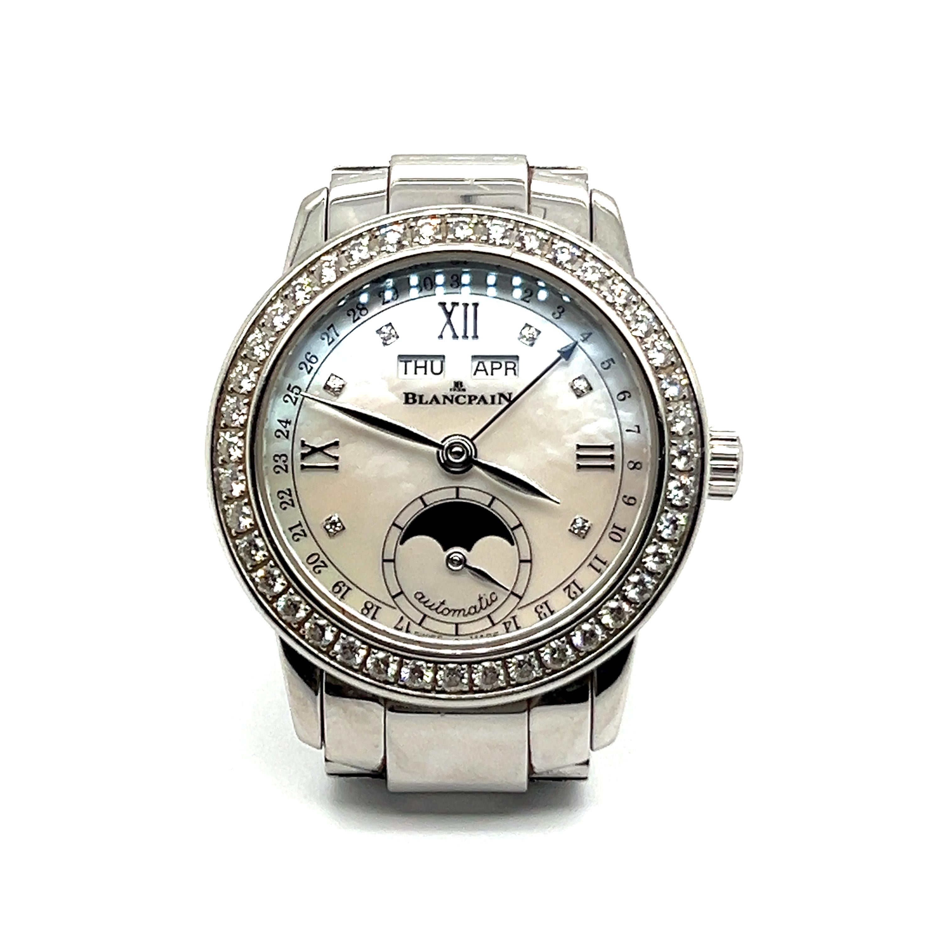 Blancpain Ladybird-Uhr aus Edelstahl mit Diamanten (Moderne)
