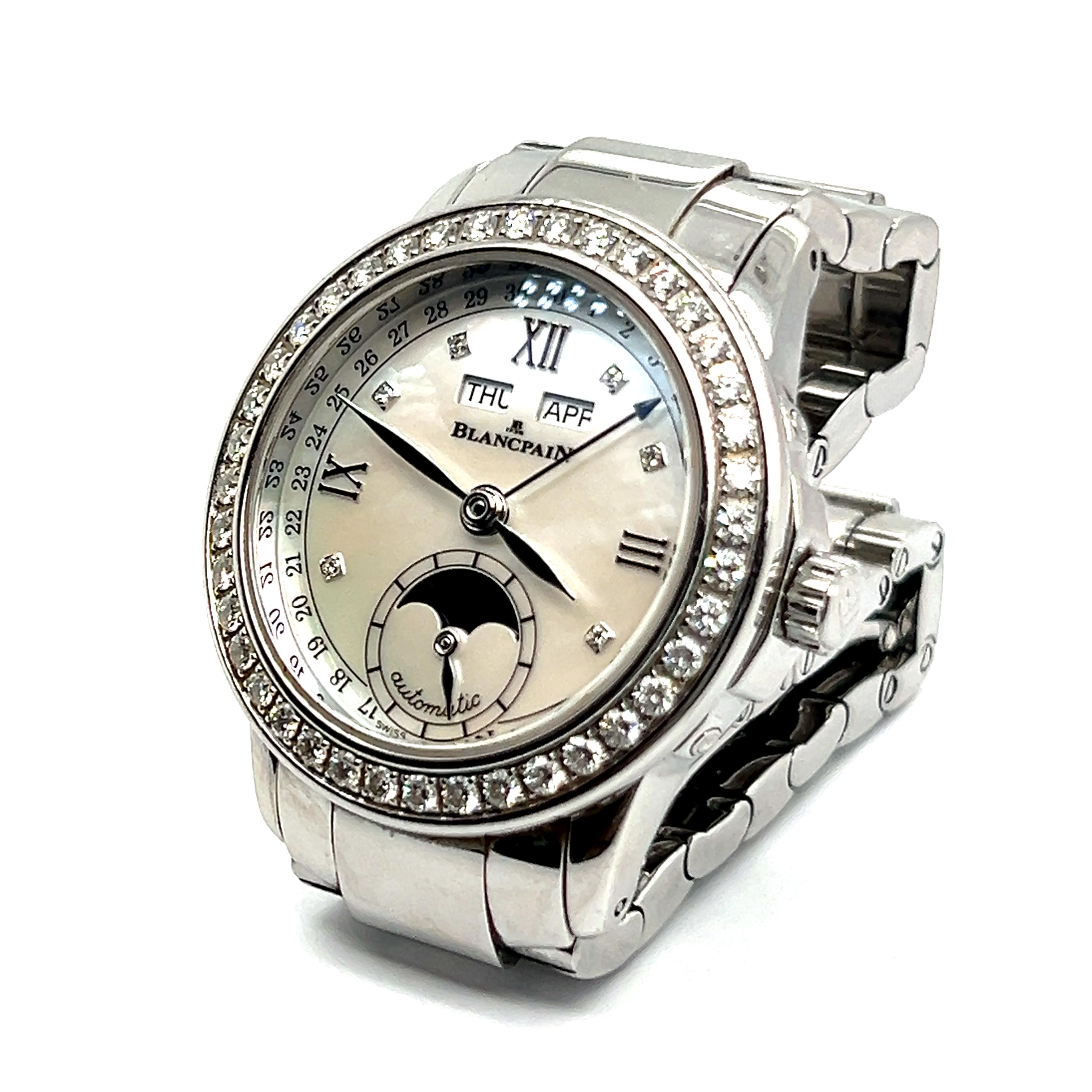 Blancpain Ladybird-Uhr aus Edelstahl mit Diamanten (Brillantschliff)