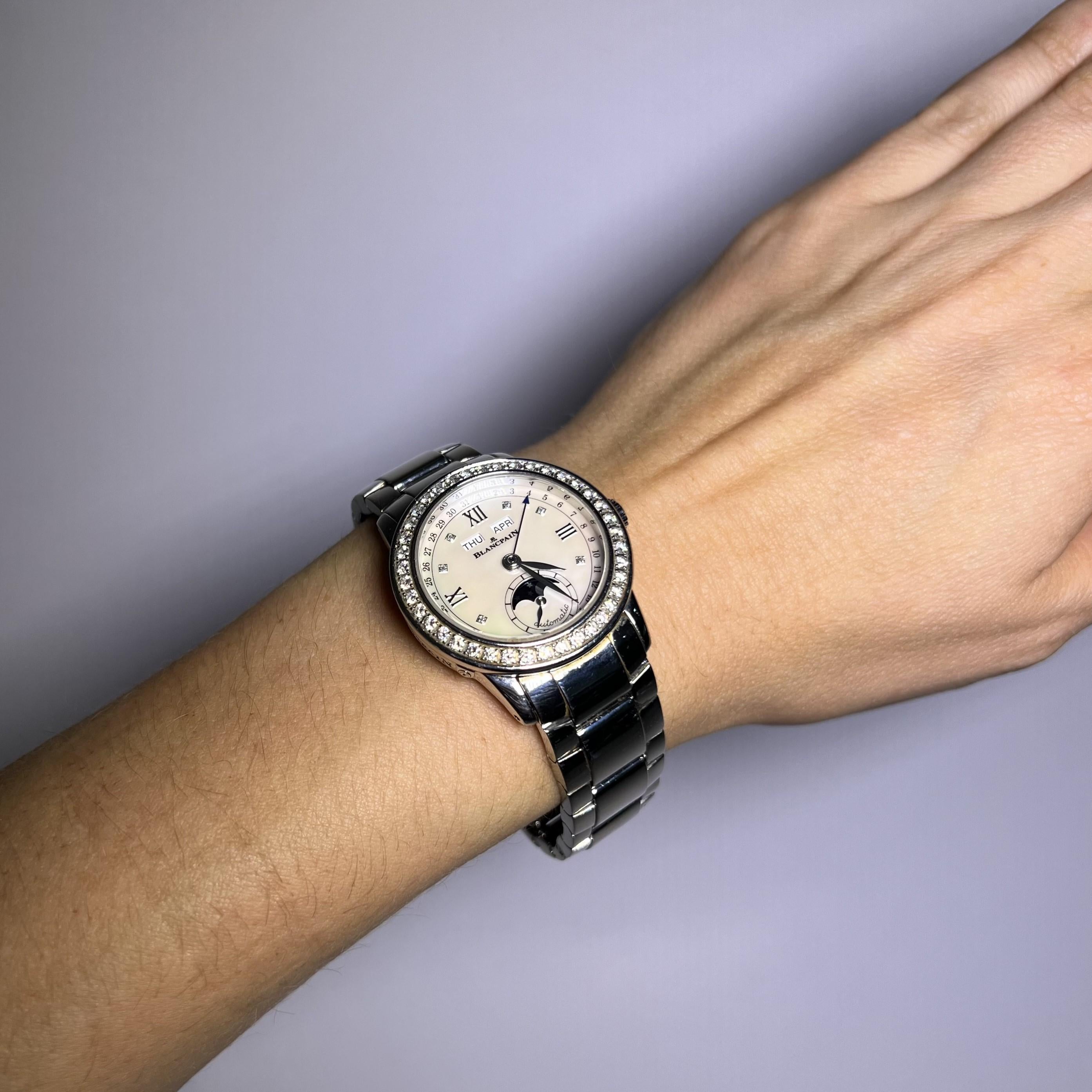 Blancpain Ladybird-Uhr aus Edelstahl mit Diamanten im Zustand „Hervorragend“ in Lucerne, CH