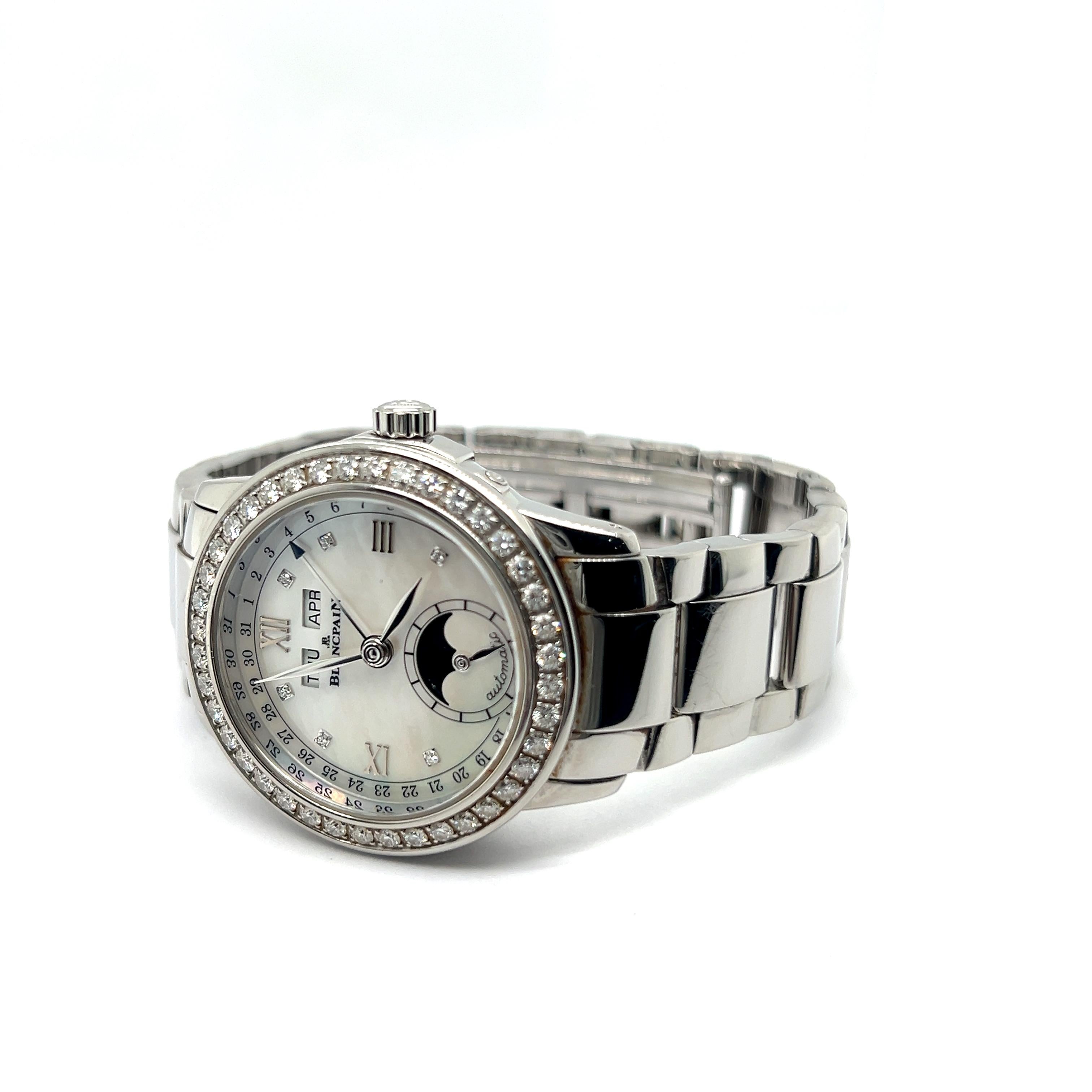 Blancpain Ladybird-Uhr aus Edelstahl mit Diamanten für Damen oder Herren