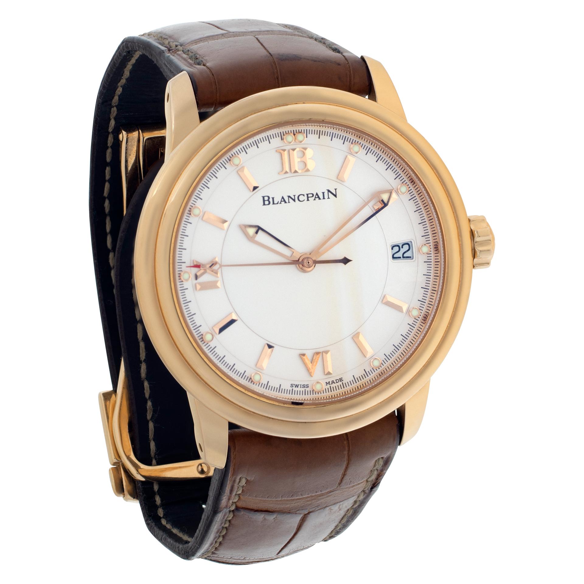 Blancpain Leman 18k Rose Gold Wristwatch Ref 21003642 In Excellent Condition In Surfside, FL
