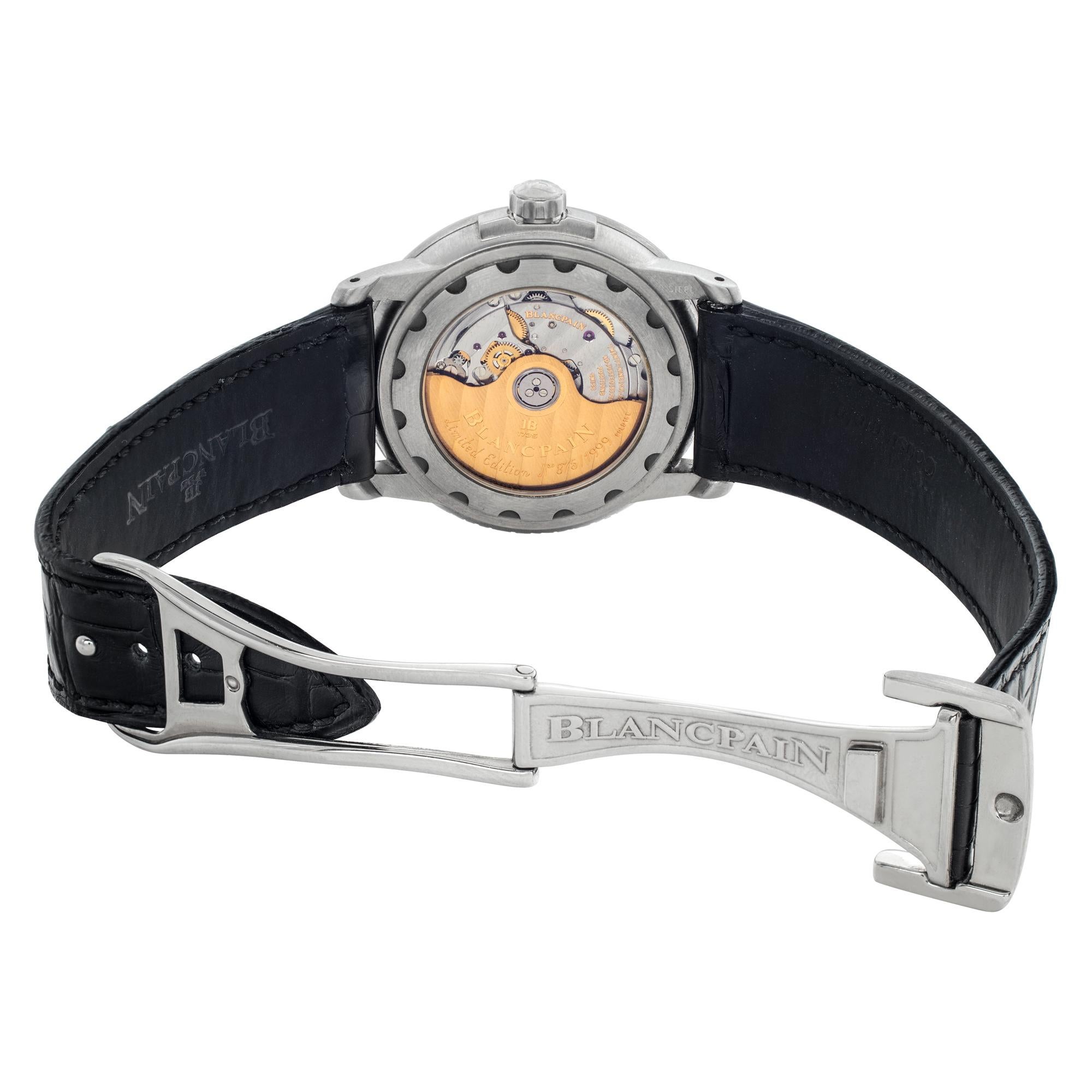 Blancpain Leman Edelstahl-Armbanduhr Ref 2100-1130a-64b für Damen oder Herren im Angebot
