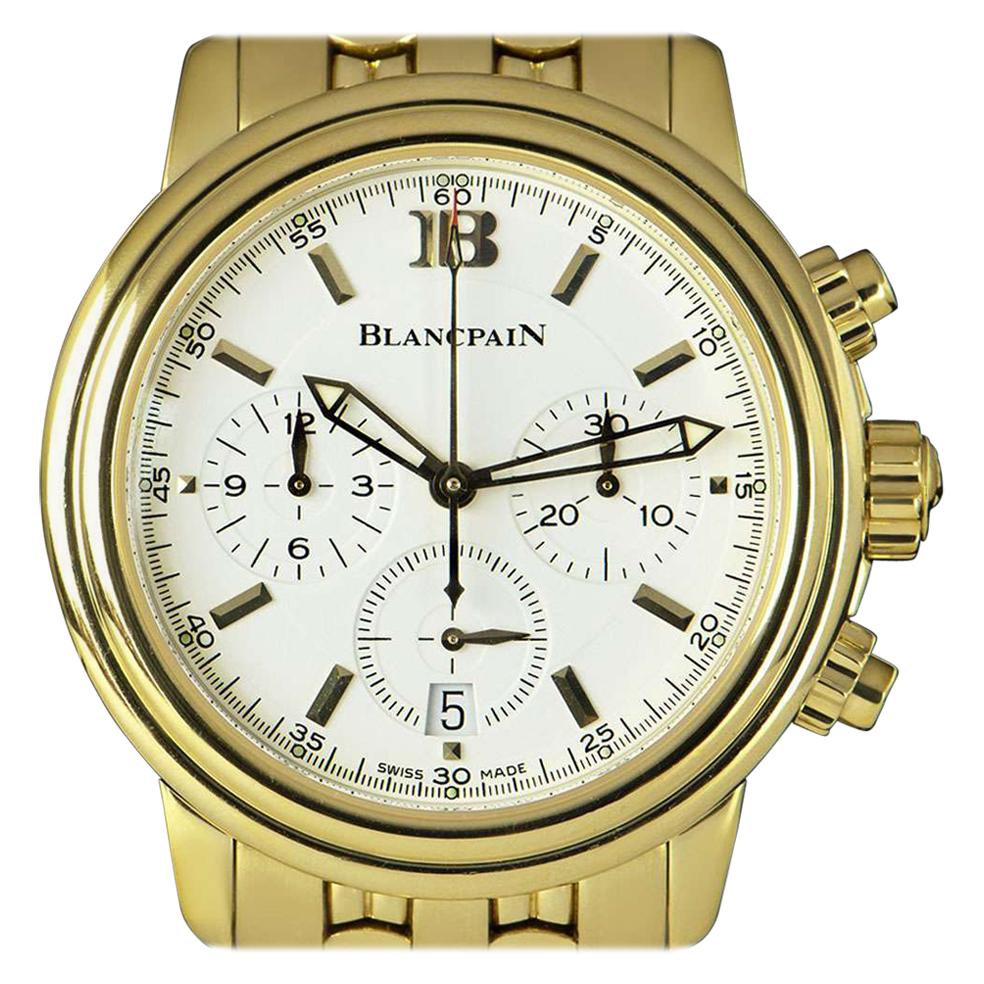 Blancpain Leman Chronograph Yellow Gold White Dial 2185-1418-63A